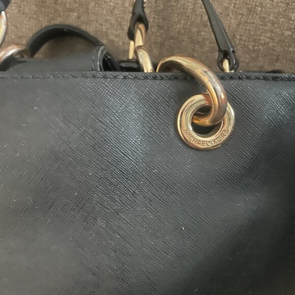 Michael Kors Small Cynthia Satchel Crossbody Black Leather - Picture 8 of 11